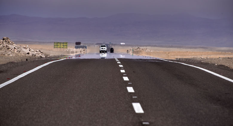 Mirage sur la 'ruta 5' près d'Arica