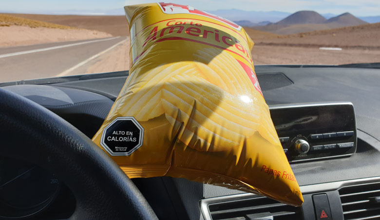 Paquet de chips au dessus 4.000m