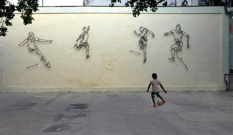 Séance d'entraînement sur un trottoir